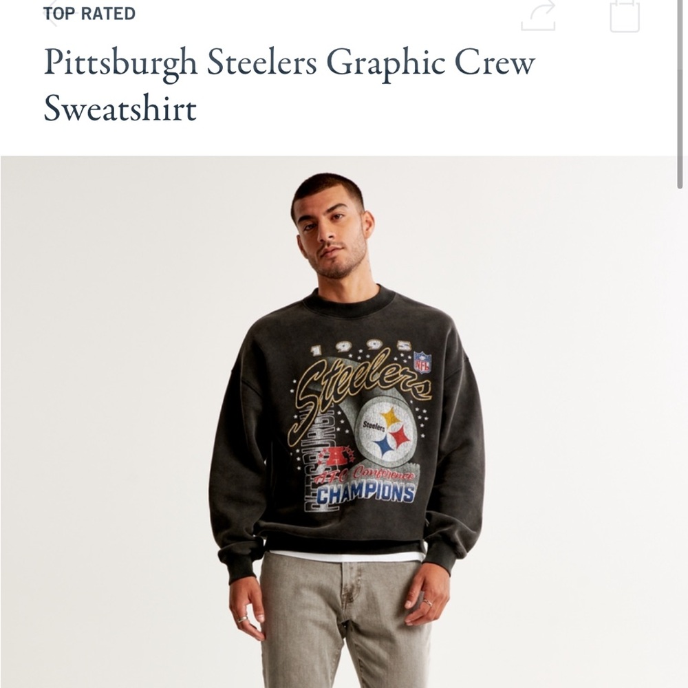 Abercrombie Vintage Pittsburgh Steelers Graphic Crew Sweatshirt